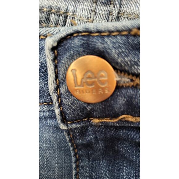 Lee Riders Ankle Jeans Women 18M Blue Relaxed Fit Stretch Frayed Cuffed - Picture 12 of 14